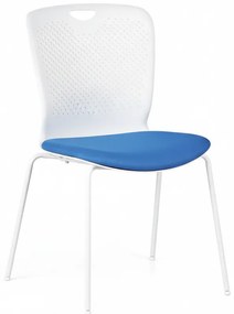 Plastová konferenčná stolička OPEN, biela/modrá
