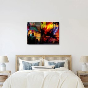 Sklenený obraz - Farebná abstrakcia mesta (70x50 cm)