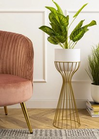 Kvetináč na stojane LOFT V 56 cm zlatý/biely