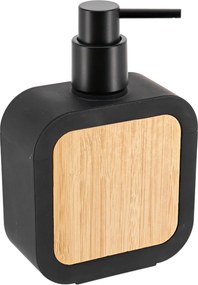 Dávkovač mydla Tempesti, čierna/s drevenými prvkami, 350 ml