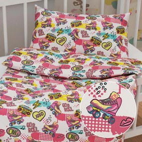 Biante Detské bavlnené posteľné obliečky do postieľky Sandra SA-604 Ružový retro štýl Do postieľky 90x140 a 50x70 cm