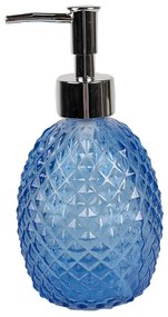 Modrý sklenený dávkovač na mydlo s pumpičkou - 350 ml