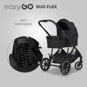 Súrodenecký kočík EasyGo Duoflex Ebony Black, 2 športové časti , 1 hlboká vanička