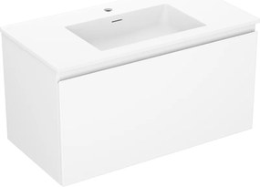 Mexen Orio, kúpeľňová skrinka 90 cm s umývadlom Otis, 1 zásuvka, biela matná, 91A10-09047-1-BF01-W18M01