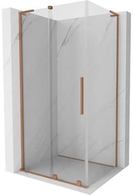 Mexen Velar L, sprchový kút s posuvnými dverami 110 x 120 cm, 8mm číre sklo, medená matná, 871-110-120-03-65