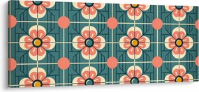 Obraz - Retro vzor s kvetmi (120x50 cm)