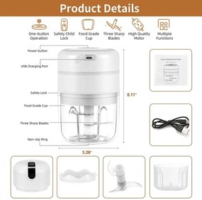Inteligentný akumulátorový elektrický sekáčik - 250 ml