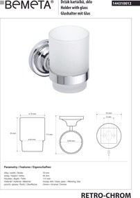 Bemeta Design RETRO chróm: Držiak kefiek, sklo - 144310012