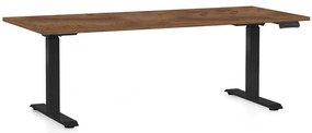 Výškovo nastaviteľný stôl OfficeTech C, 180 x 80 cm, čierna podnož, dub silverjack