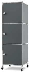 Kovová skrinka na kolieskach »CN3« s 3 dvierkami, sivá