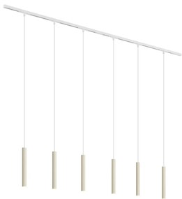 Moderný koľajnicový systém so 6 závesnými svetlami béžový s bielou 1-fázový - Slimline Keno