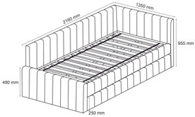 Čalúnená posteľ COMFINO VELVET s prístelkou 120x200 cm krémová