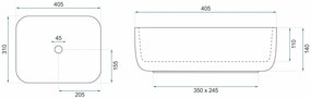 Rea Demi Mini, umývadlo na dosku 400x305x140 mm, imitácia kameňa Aiax Shiny, REA-U5065