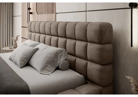 Svetlohnedá čalúnená dvojlôžková posteľ s úložným priestorom s roštom 140x200 cm Dizzle – ELTAP