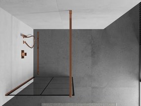 Mexen Kioto, sprchová zástena 90x200 cm, 8mm číre sklo s čiernym vzorom, profil ružové zlato, 800-090-101-60-77