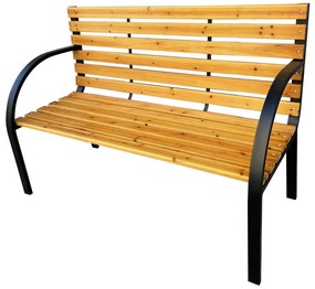 Záhradná lavička Dereck (čierna + prírodné drevo). Vlastná spoľahlivá doprava až k Vám domov. 1088104