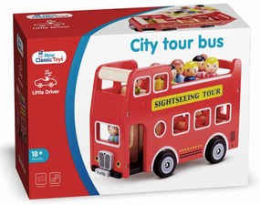 Červený mestský autobus + 9 figúrok cestujúcich