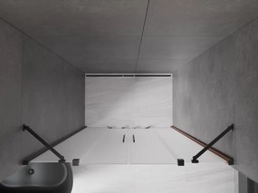 Mexen Velar Duo, posuvné sprchové dvere do otvoru 150 cm, 8mm sklo námraza, čierna matná, 871-150-000-32-70