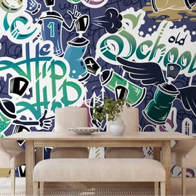 Samolepiaca tapeta moderný street art v fialovom prevedení