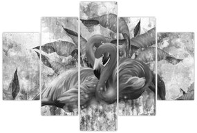 Obraz - Plameniaky graffiti (150x105 cm)
