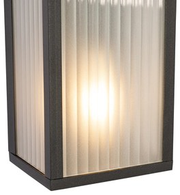 Inteligentné vonkajšie nástenné svietidlo čierne s rebrovaným sklom vrátane 2 Wifi A60 - Charlois