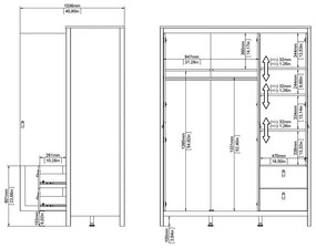 Biela šatníková skriňa so zrkadlom 150x199x58 cm Madrid – Tvilum