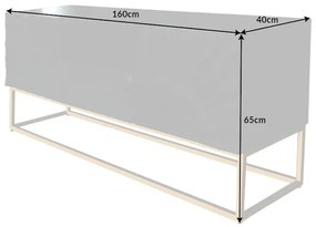 Dizajnový TV stolík Zorpi 160 cm – masívne mangové drevo / čierna