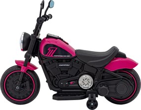 Ramiz Elektrická motorka Chopper FASTER pre deti ružová + FM rádio + audio panel + LED
