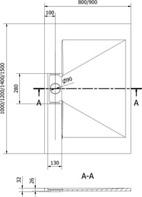 Mexen Egon, SMC obdĺžniková sprchová vanička 150 x 90 cm, čierna, 4R709015