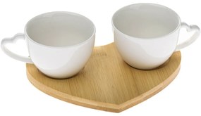 Súprava 2 porcelánových šálok s podtáckou Srdce