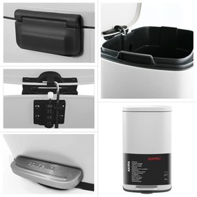 Spirella Pedálový odpadkový kôš soft-close Akira 50 l, matná biela, 50 l