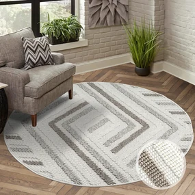 Dekorstudio Moderný okrúhly koberec LINDO 7590 - krémový Priemer koberca: 120cm