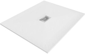 Mexen Hugo, obdĺžniková sprchová vanička SMC 130 x 100 cm, biela, oceľová krytka, 42101013-X