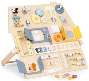 ECOTOYS Veľká drevená senzorická manipulačná tabuľa pre deti vzdelávací panel XL