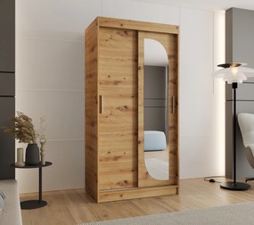Šatníková skriňa 100 cm Lulu (dub artisan). Akcia -21%. Vlastná spoľahlivá doprava až k Vám domov. 1125965