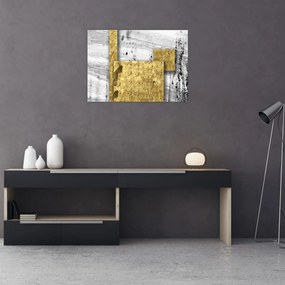 Sklenený obraz - Zlaté štvorce N⁰1 (70x50 cm)