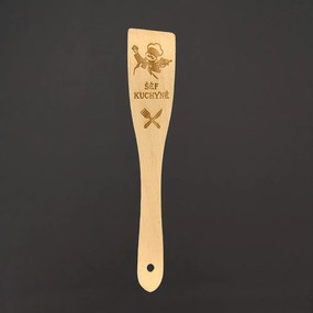 AMADEA Drevená obracačka buk text "šéf kuchyne", masívne drevo, dĺžka 30 cm, český výrobok