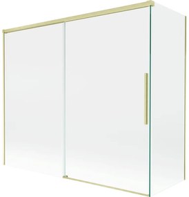 Mexen Rox, 2-krídlová posuvná vaňová zástena 180 + 80 x 150 cm, 8mm číre sklo, zlatý matný profil, 8C9-180-080-55-00