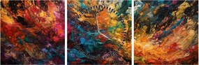 Obraz - Farebná abstrakcia II. (s hodinami) (90x30 cm)