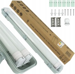 ECOLIGHT Hermetické svietidlo 60cm + 2x LED trubica studená biela - SET