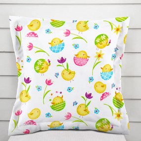 Biante Bavlnená obliečka na vankúš s lemom Sandra SA-074 Žlté kuriatka 45 x 45 cm