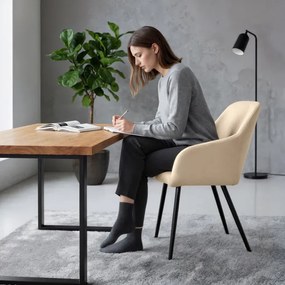 Sada štyroch jedálenských stoličiek ESTELLE zamatové, béžové / čierne nohy (4 ks)