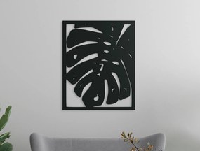 drevko Vyrezávaný obraz List kvetu Monstera deliciosa Rozmer obrazu: 40 x 32,5 cm, Farba dekorácie: Čierna