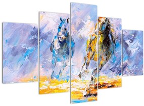 Obraz bežiacich koňov, olejomaľba (150x105 cm)