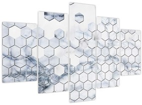 Obraz - Mramorované hexagóny (150x105 cm)