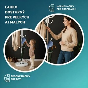 Stojanový vešiak TENZY s mramorovým podstavcom, 37x173cm, biela Casaria