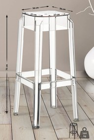 Plastová barová stolička FOX - Transparentná