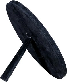 Stolové zrkadlo Minna s lemovaním z hovädzej kože čierna/ biela - 25*13*25cm