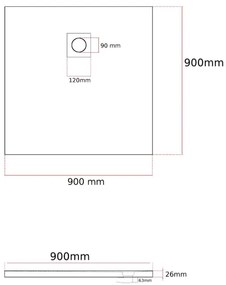 Erga Oldaf, SMC štvorcová sprchová vanička 90 x 90 cm, čierna matná, ERG-GMA-OL-9090BK