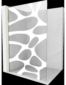 Mexen Kioto L sprchová stena Walk-in 120 x 200 cm, biely vzor, zlato - 800-120-103-50-97